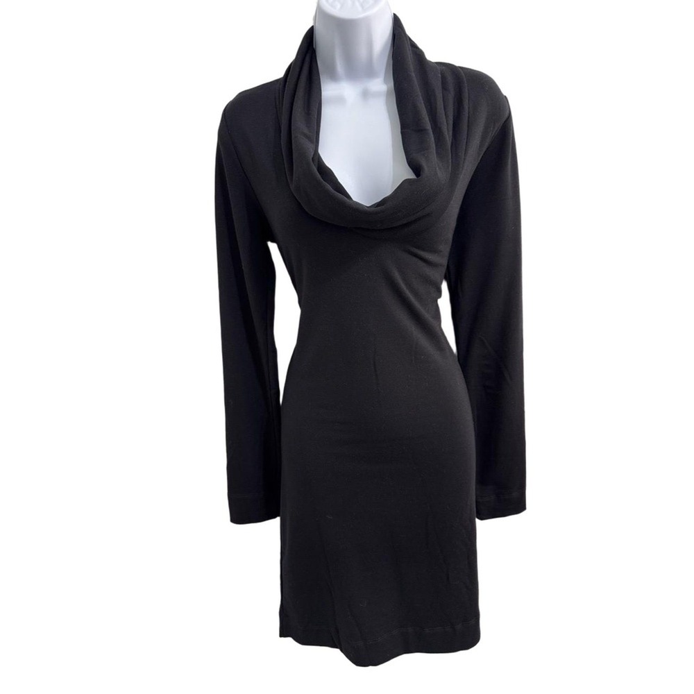 Go Couture Black Long Sleeve Cowl Neck Cozy Mini Sweater Dress XL Black Tie‎